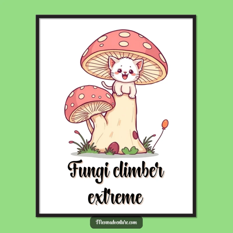 Funny Kitten Mushroom Digital Art - Instant Climb Download