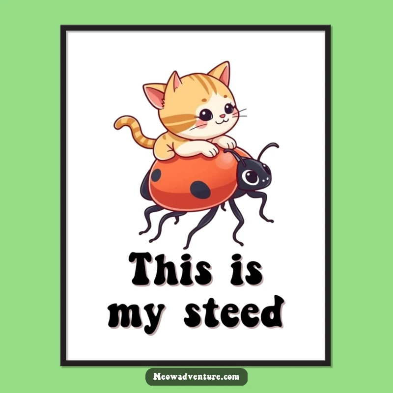Funny Cat Ladybug Digital Print - Instant Whimsy for Your Walls!
