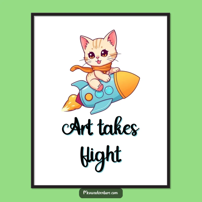 Funny Kitten Rocket Digital Art: Instant Cosmic Adventure
