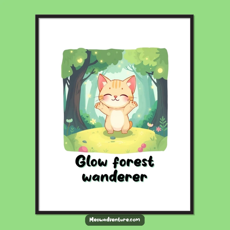 Funny Magical Forest Cat Digital Art - Instant Explorer Download