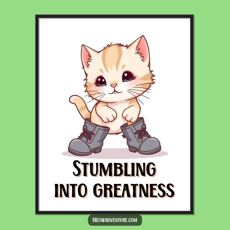 Funny Kitten Boots Digital Print: Instant Hilarious Cat Art for Your Walls