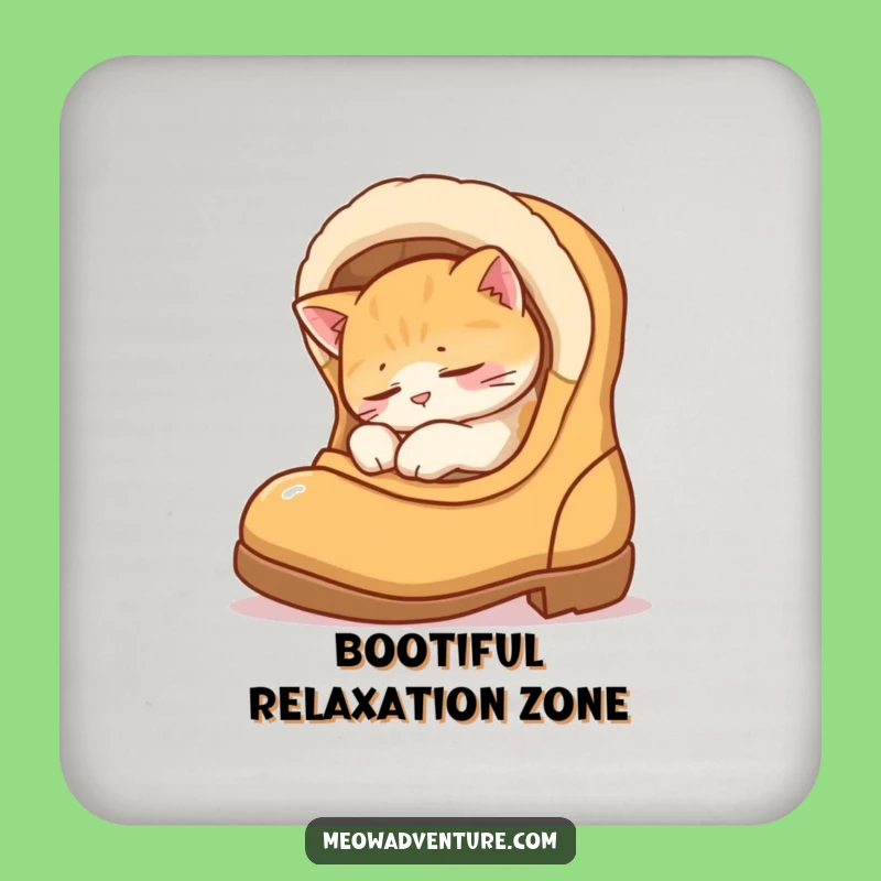 Funny Sleepy Cat Boot Coaster - Cozy Surface Protection, Hilarious Gift for Home