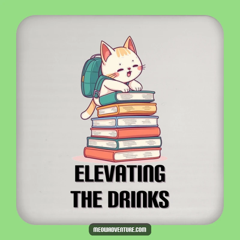 Funny Book Climbing Cat Backpack Coaster Protect Surfaces Funny Gift