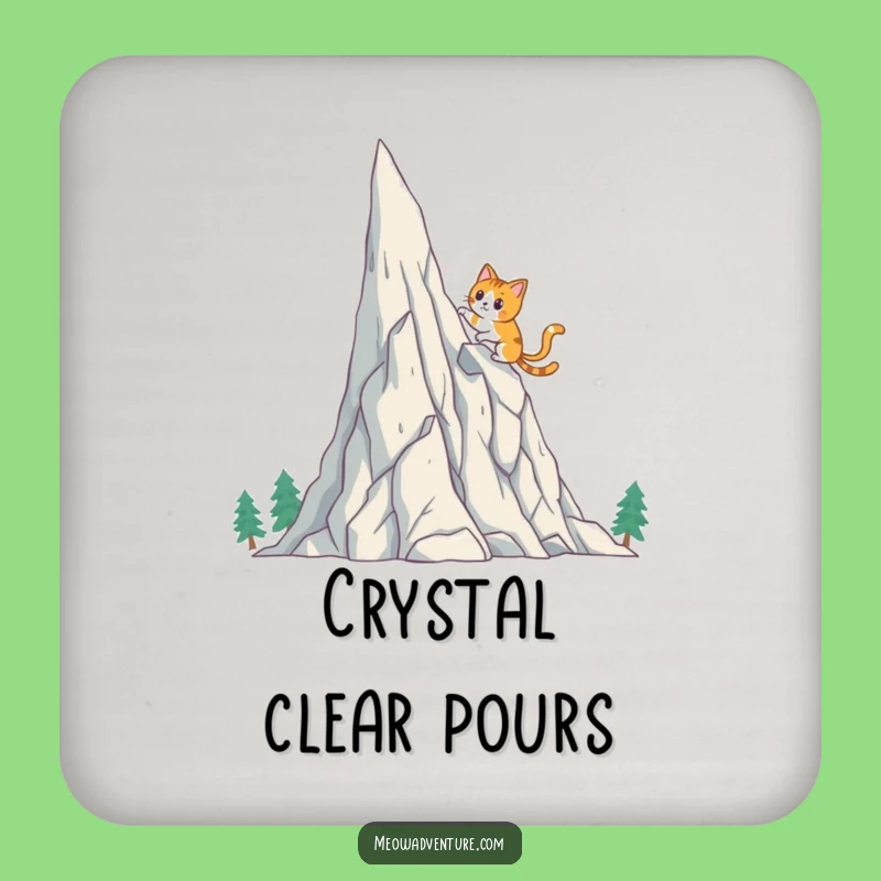 Funny Brave Cat Crystal Mountain Coaster: Protect Surfaces with Adventure
