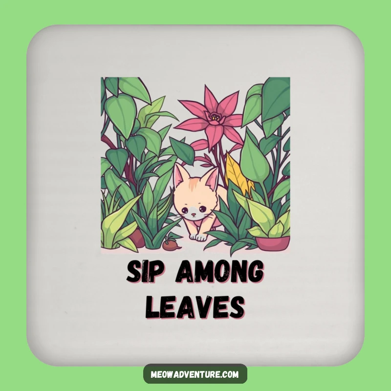 Funny Cat Coasters - Jungle Protection - Stealthy Houseplant Saver