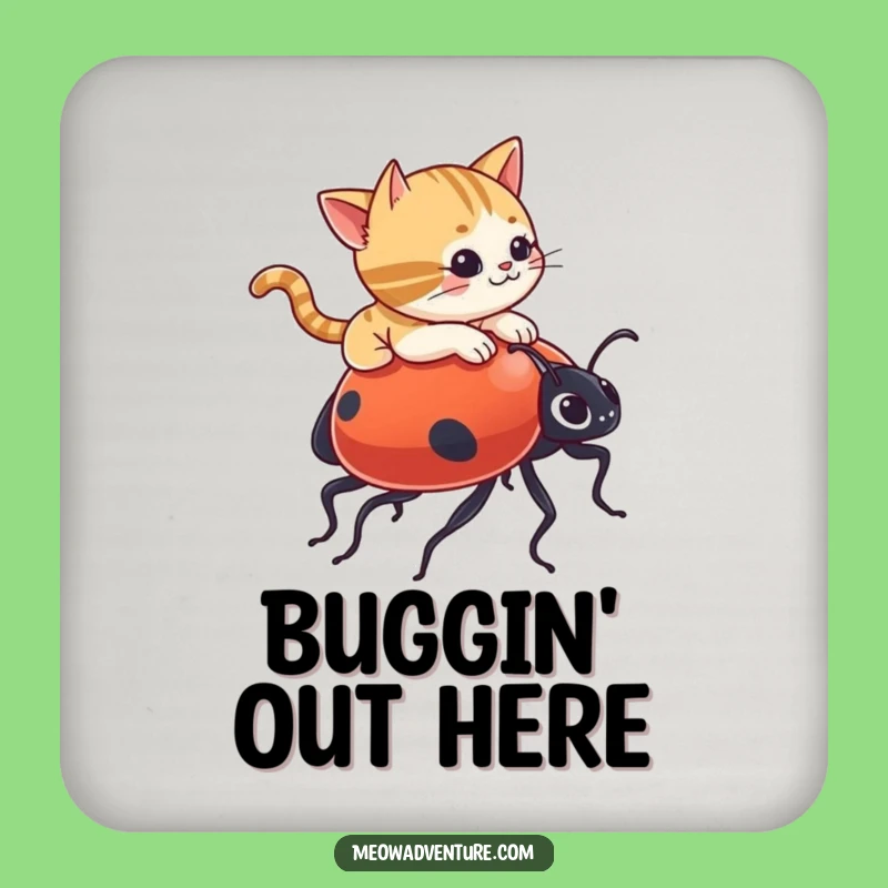 Funny Cat Ladybug Coasters - Protect Surfaces with Playful Charm!