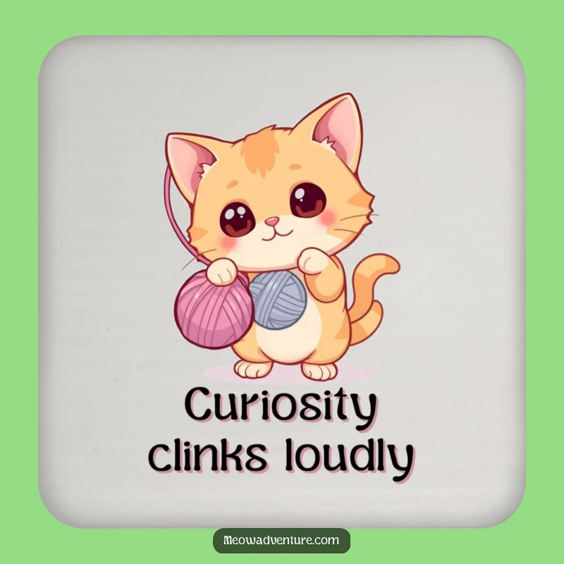 Funny Cat Yarn Ball Coaster Set: Protect Surfaces, Curious Fun, Cute Funny Gift