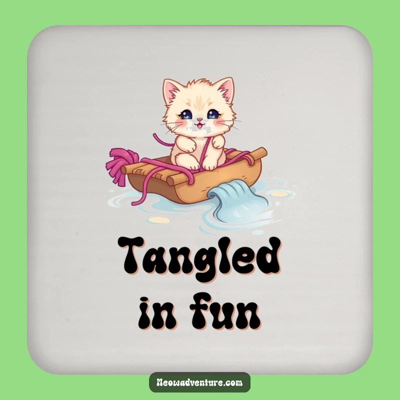 Funny Yarn Raft Kitten Coaster Protect Surfaces with Cuteness Funny Gift