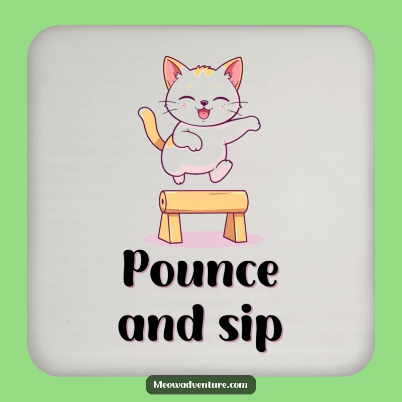 Funny Playful Cat Coaster: Protect Surfaces with Grace, Cute Funny Gift