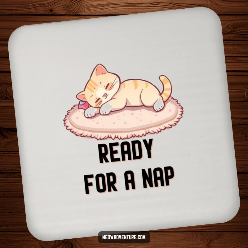Funny cat stretch coasters, a set of coasters featuring a cat stretching blissfully after a nap, protecting surfaces with feline grace.