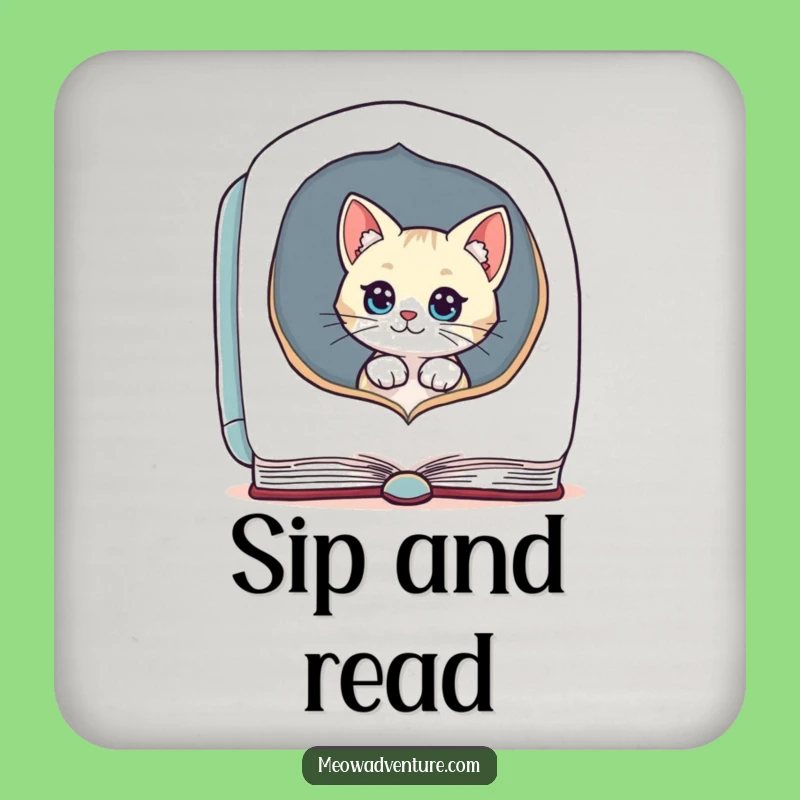 Funny Cat Coasters - Literary Protection - Humorous Book Lover Table Saver