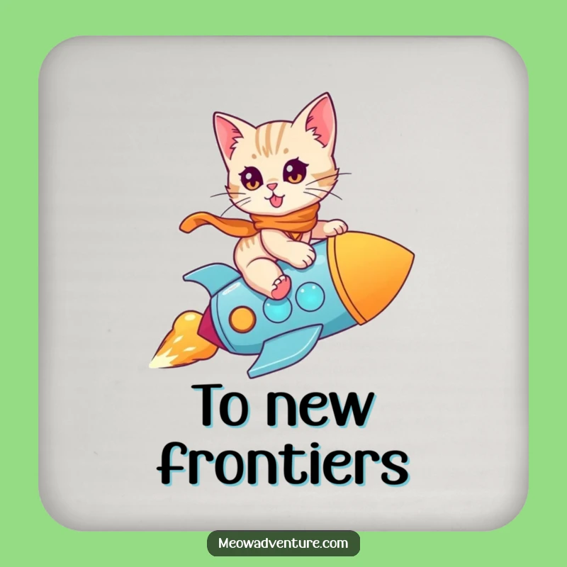 Funny Kitten Rocket Coasters: Protect Surfaces with Space Flair