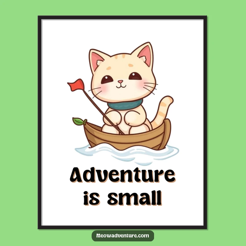 Funny Cat Leaf Boat Poster: Hilarious Sailing Art Print for Whimsical Wall Decor
