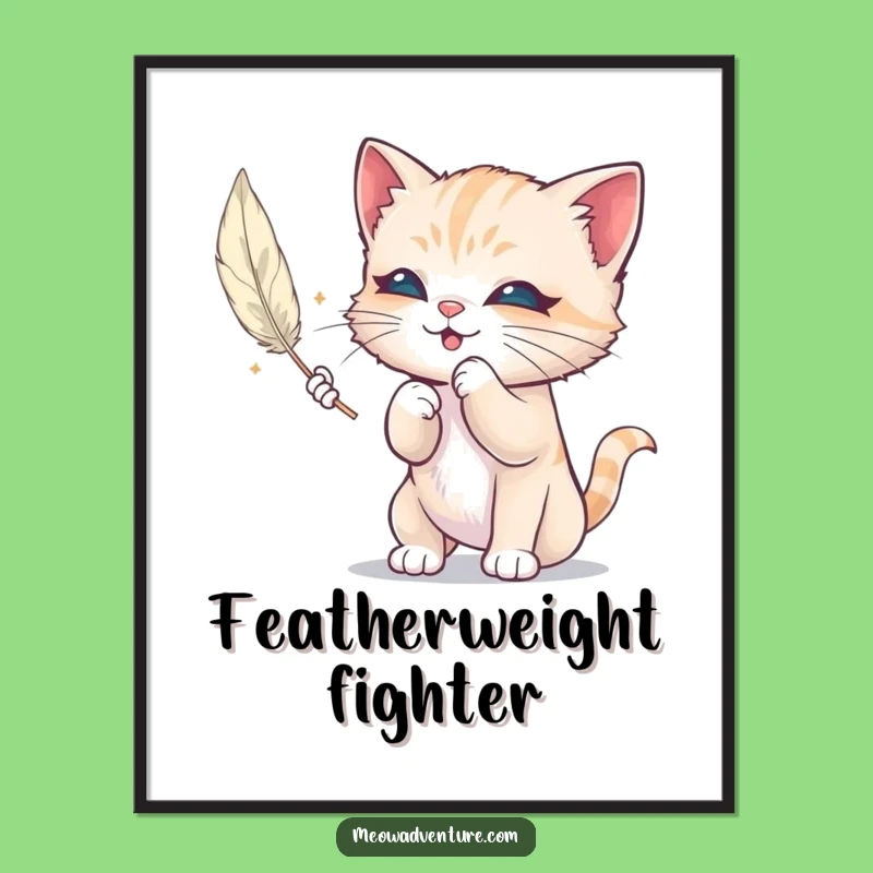 Funny Mischievous Kitten Poster: Feather Fun, Hilarious Cat Wall Decor Gift