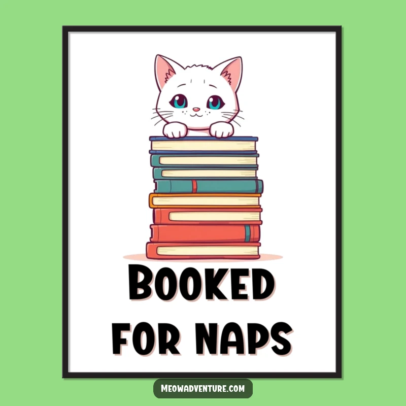 Funny Cat Books Poster: Decorate Your Space with Literary Feline Humor