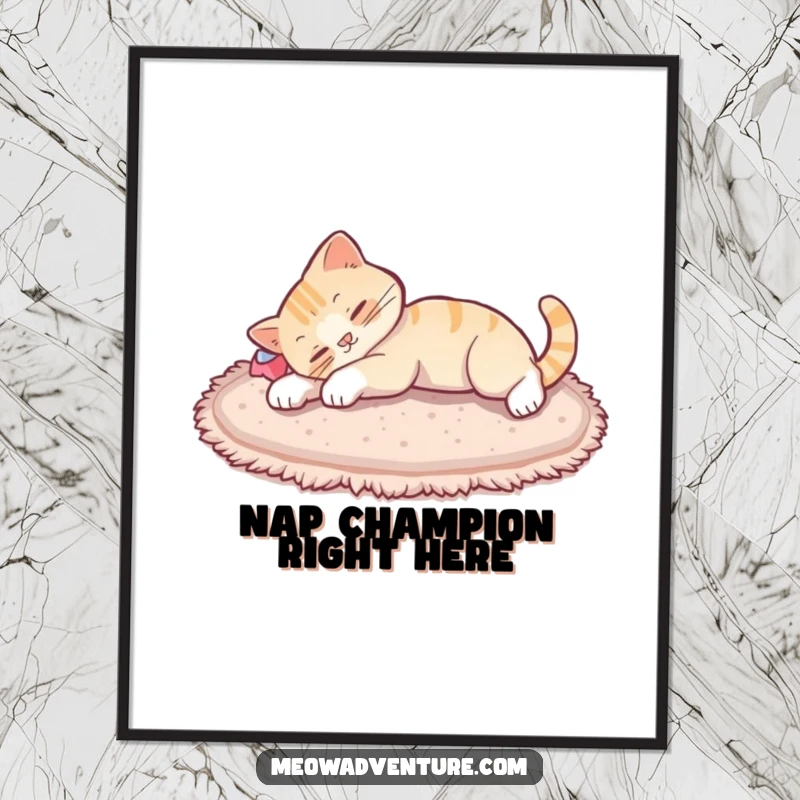 Funny cat stretch poster, an artistic rendition of a cat arching its back in a full, luxurious stretch, conveying serenity and comfort.