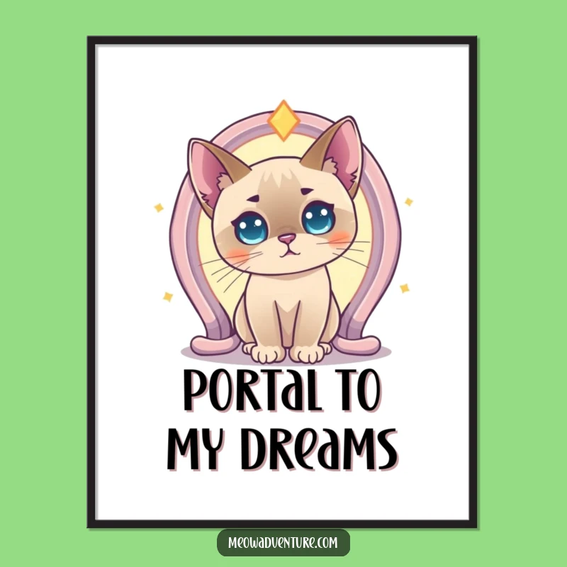 Funny Curious Siamese Cat Portal Poster: Add Magic to Your Walls with this Feline Art