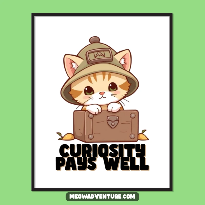 Funny Explorer Kitten Poster: Brave Peek into Chest - Decorate with Adventure!