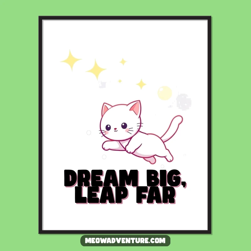 Funny Starry Night Cat Poster - Artistic Moonbeam Leap Wall Art