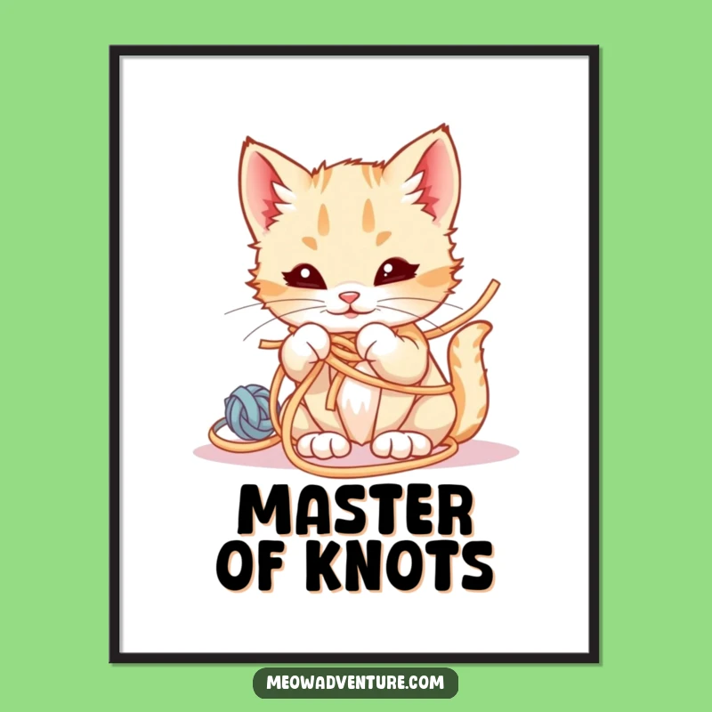 Funny Mischievous Kitten Poster: Yarn Mayhem - Hilarious Wall Art