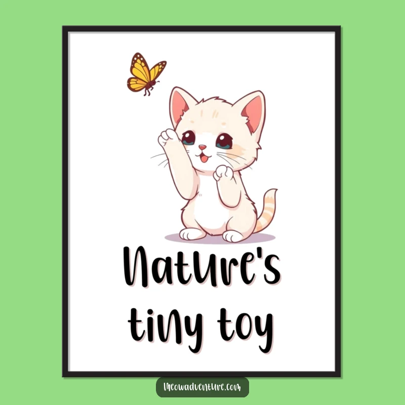 Funny Kitten Butterfly Poster: Charming Wall Art for Playful Spaces