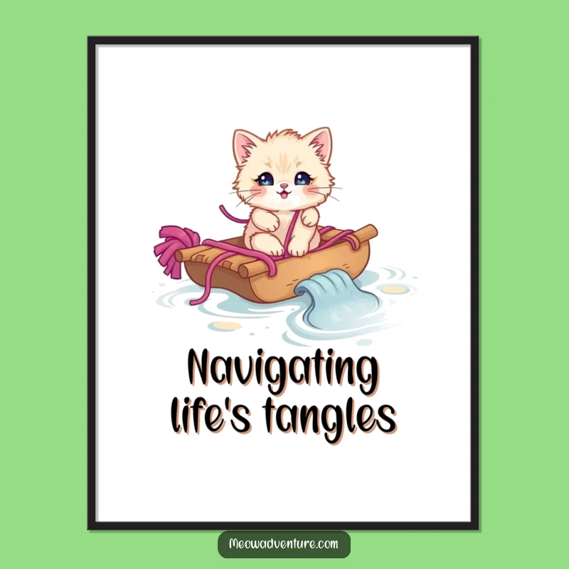 Funny Yarn Raft Kitten Poster Adorable Yarn Art Funny Gift