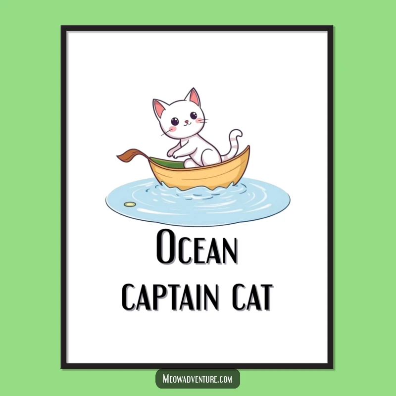 Funny Adventurous Cat Leaf Boat Poster - Inspiring Wall Art!