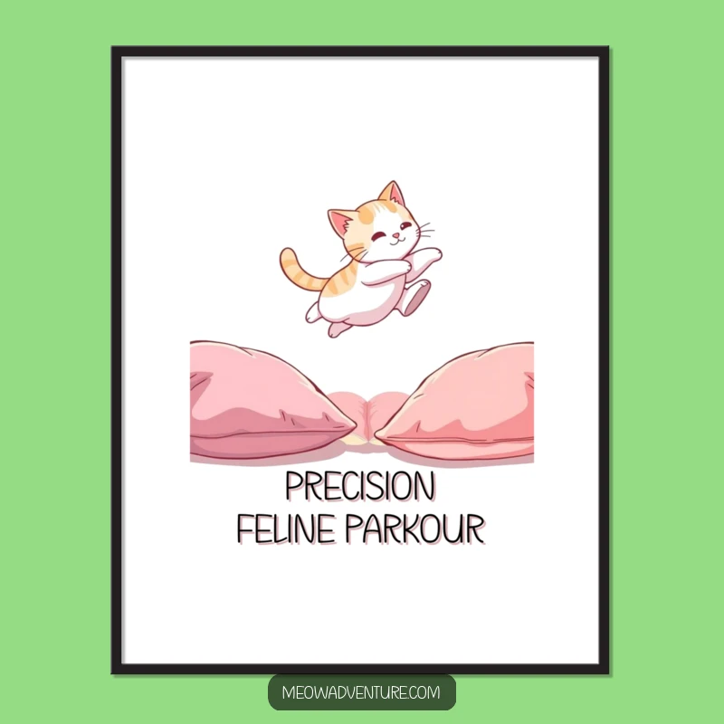 Funny Cat Leaping Poster: Hilarious Feline Acrobatics for a Perfect Gift