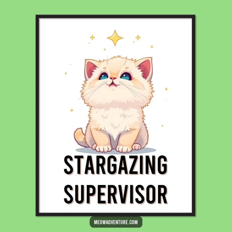 Funny Kitten Starry Sky Poster: Enchanting Wall Art for Dreamy Spaces