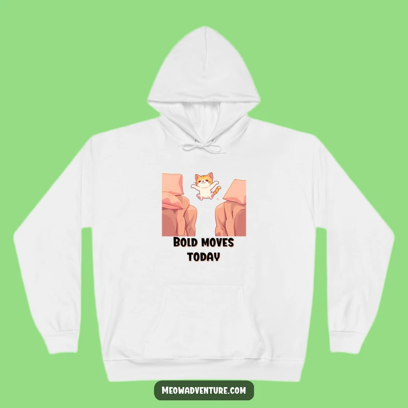 Funny Adventurous Cat Cushion Leap Hoodie: Cozy Up for Epic Jumps