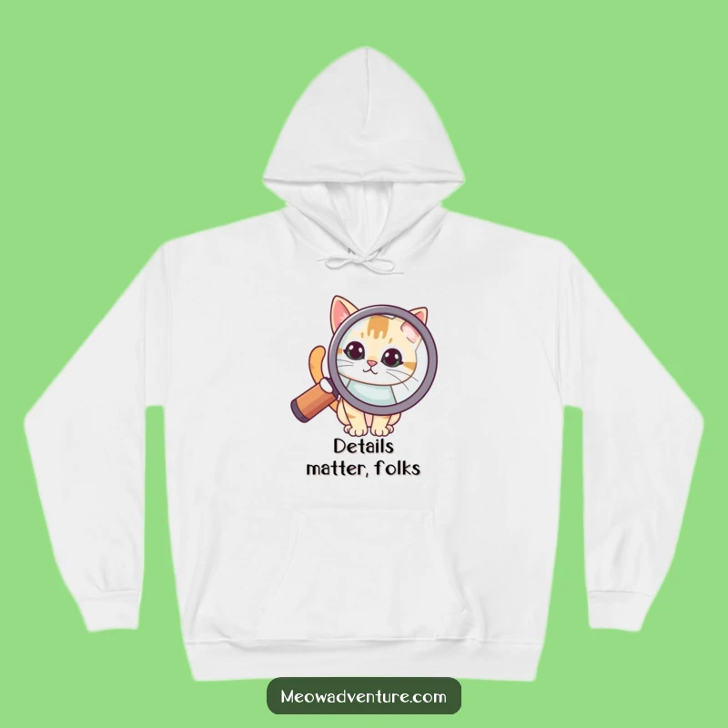 Funny Curious Cat Magnifying Glass Hoodie: Cozy Up with Mystery