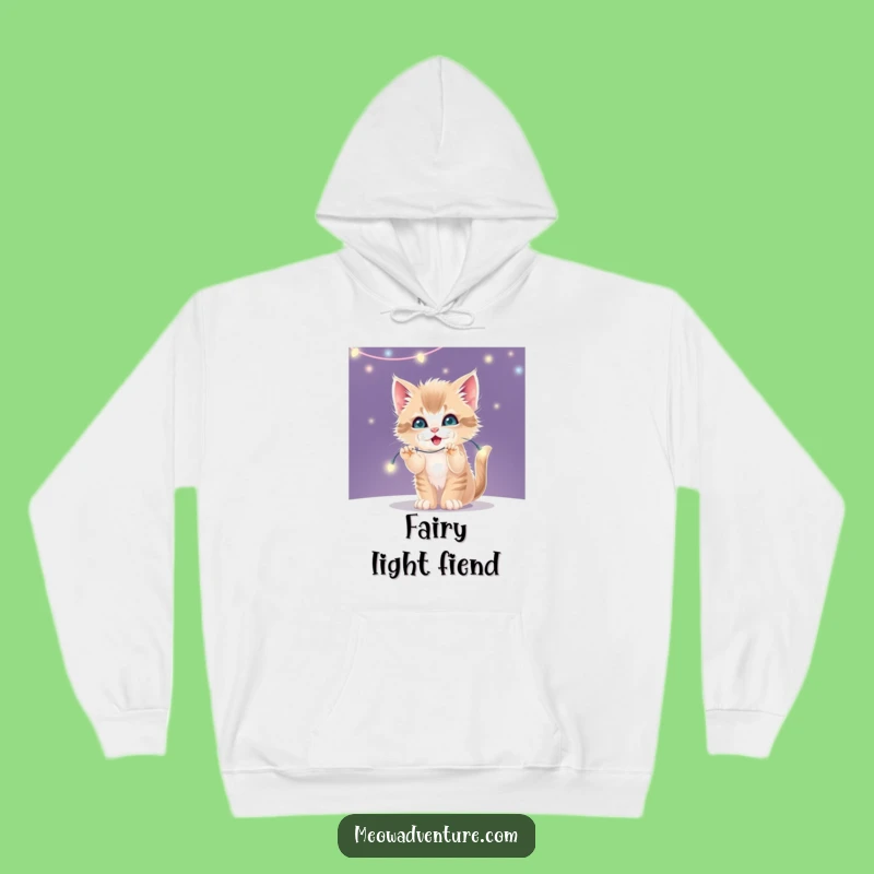 Funny Kitten Fairy Lights Hoodie - Cozy Mischief Sparkle Gift