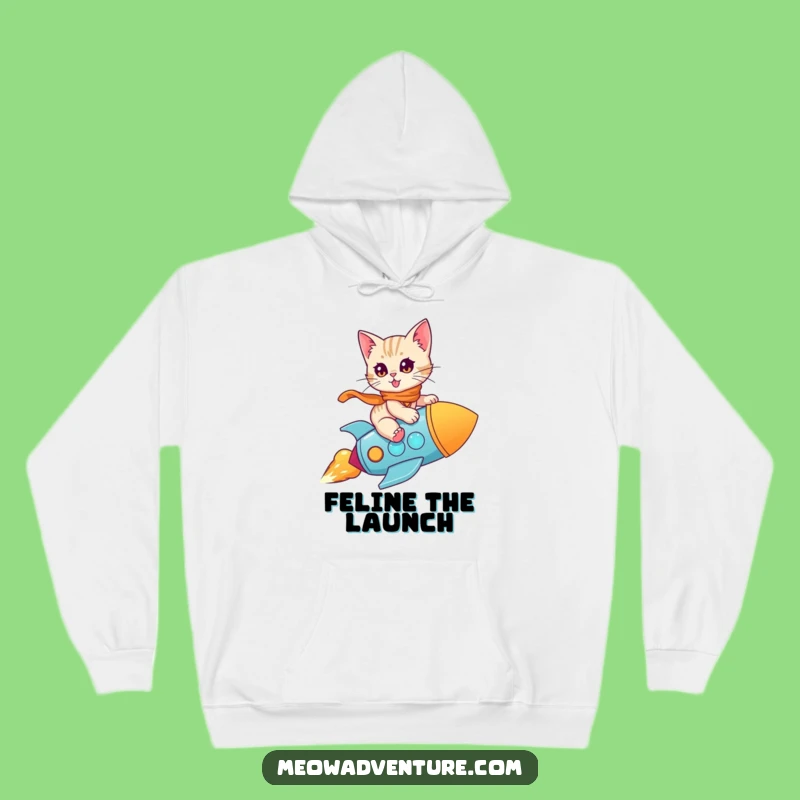 Cozy Funny Kitten Rocket Hoodie: Stay Warm on Your Cosmic Journey