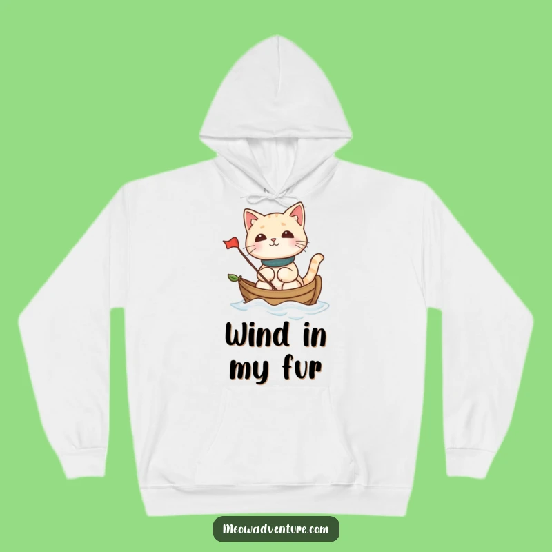 Funny Cat Leaf Boat Hoodie: Cozy and Hilarious Sailing Feline Sweatshirt for Cozy Fun