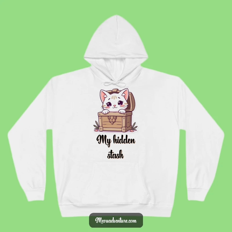 Cozy Funny Cat Treasure Chest Hoodie: Warm & Mysterious Cat Lover Gift
