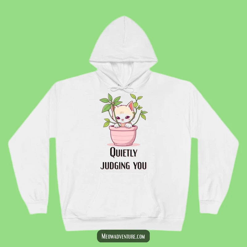 Stealthy Kitten Potted Plant Hoodie: Cozy Wear for Playful Explorers