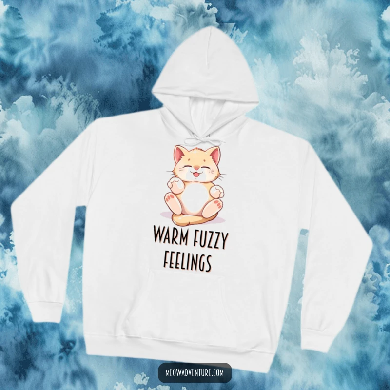 Funny Hoodie print of a kitten joyfully rolling in a patch of sunlight, its face expressing utter bliss and contentment.