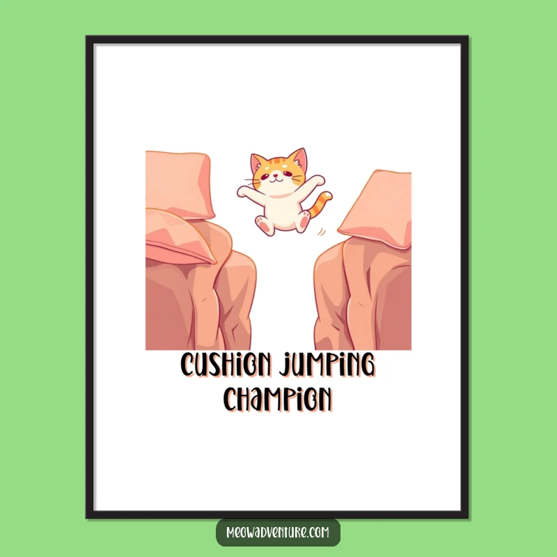 Free Printable Wall Art: Cat Leaping Chasm - Hilarious Downloadable Decor