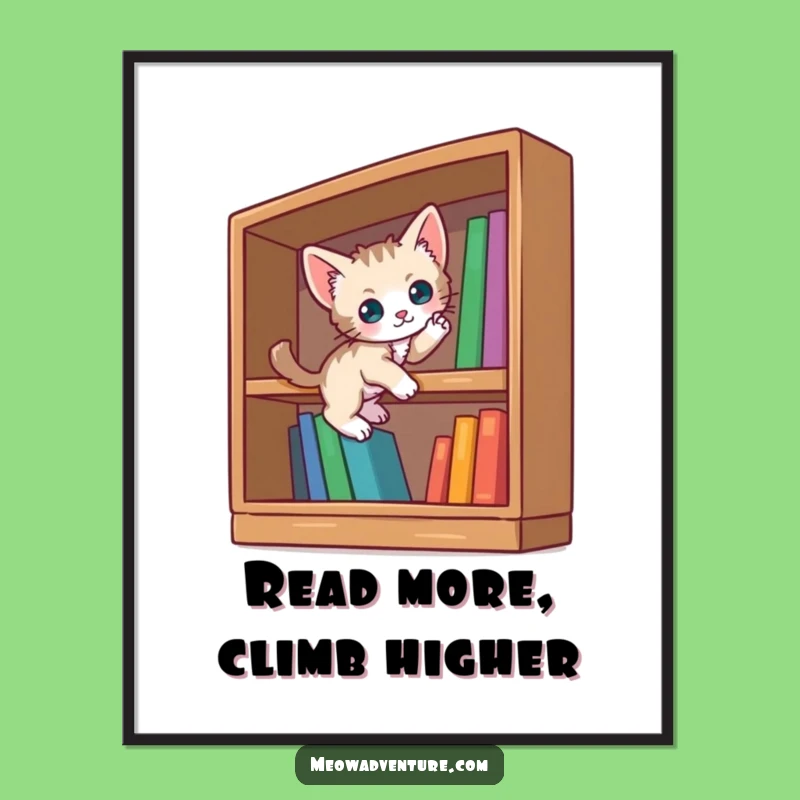 Funny Free Printable Kitten Wall Art: Bookish Explorer, Quirky Downloadable Decor
