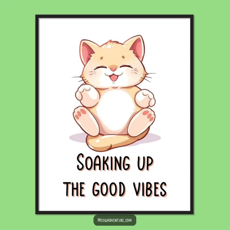Funny Free Printable Wall Art: Happy Kitten Sunbeam Bliss for Cozy, Cheerful Decor
