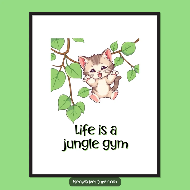 Funny Free Printable Wall Art: Playful Kitten Pouncing, Downloadable Kitten Art for Home Decor