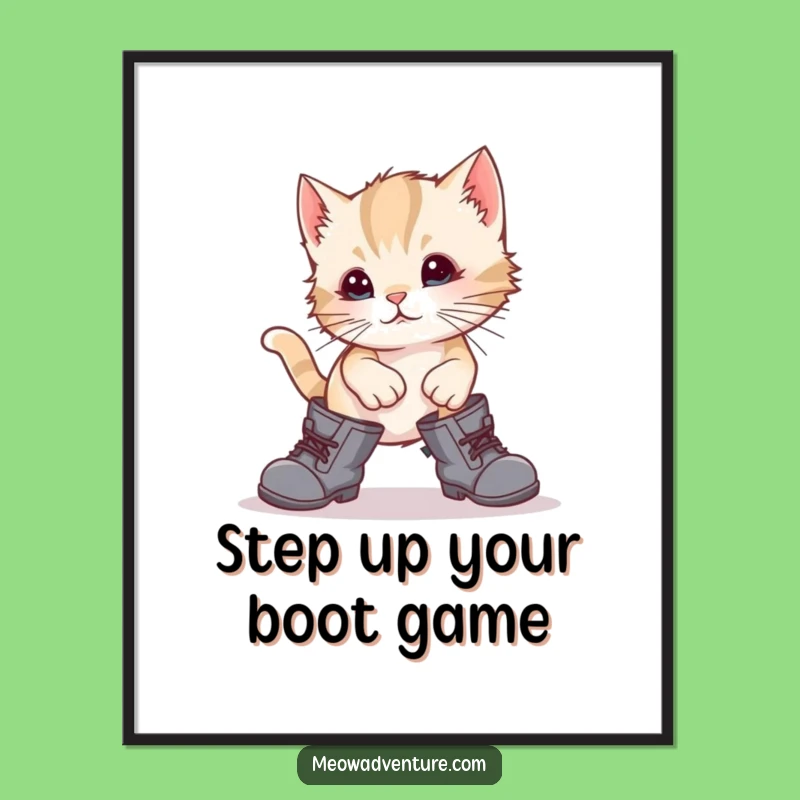 Funny Free Printable Wall Art: Stumbling Kitten Boots Decor - Cute Downloadable Art!