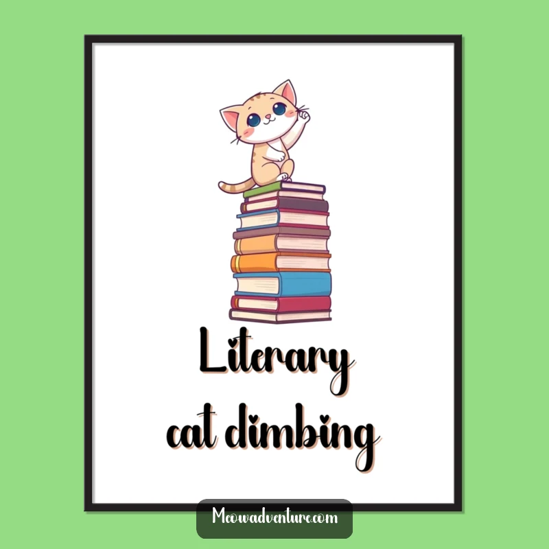 Free Printable Wall Art: Cat Scaling Books - Hilarious Downloadable Decor