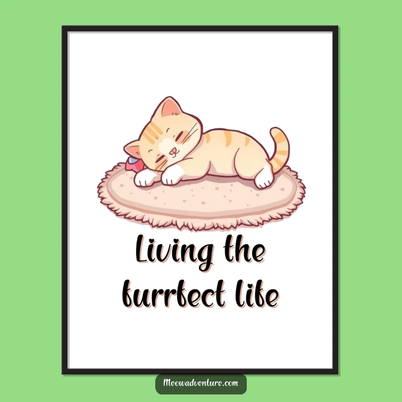 Funny Free Printable Wall Art: Cat Stretching Lazily, Relaxed Feline Downloadable Art for Your Home