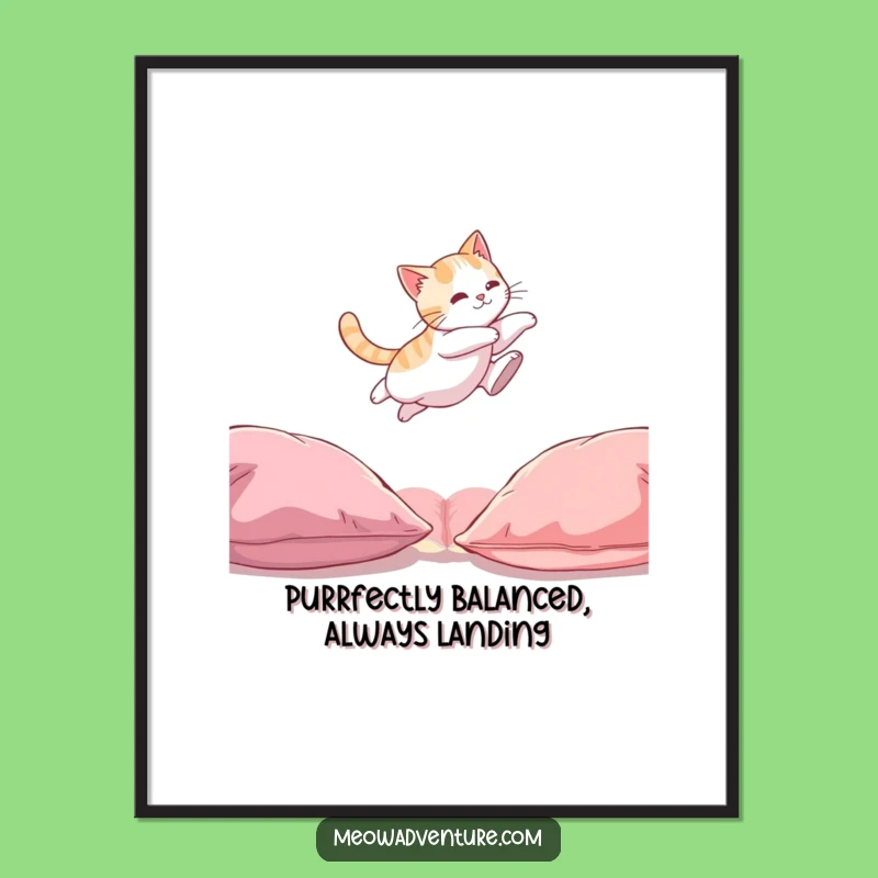 Funny Free Printable Wall Art: Cat Leap - Quirky Downloadable Decor!