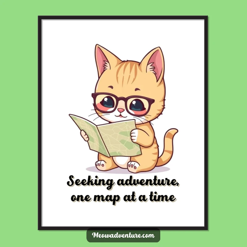 Free Printable Wall Art: Smart Cat with Glasses, Funny Downloadable Art