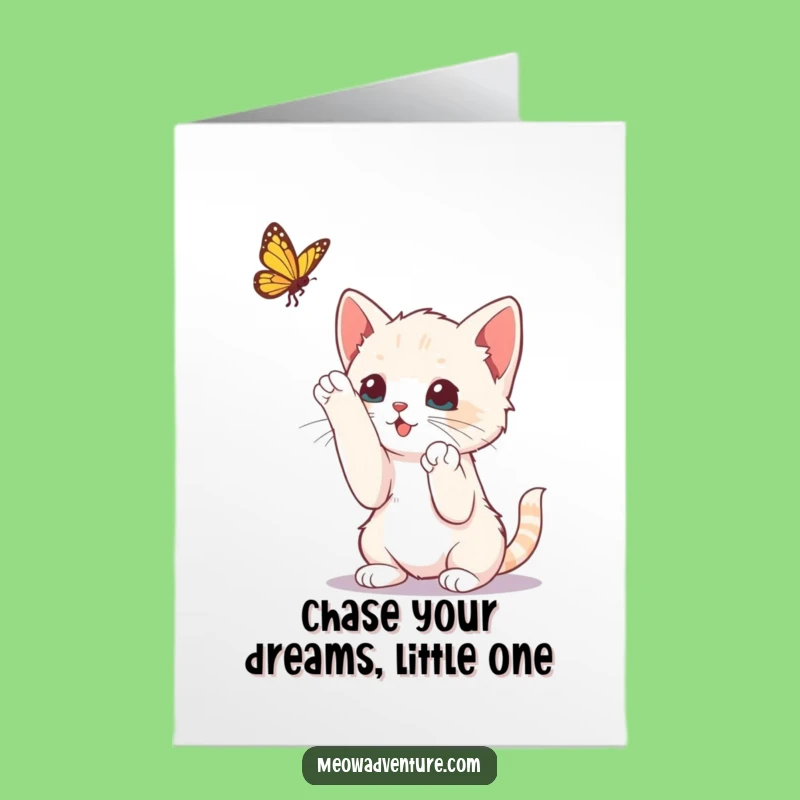 Playful Kitten Butterfly Birthday Card - Free Printable Fun Downloadable Gift!