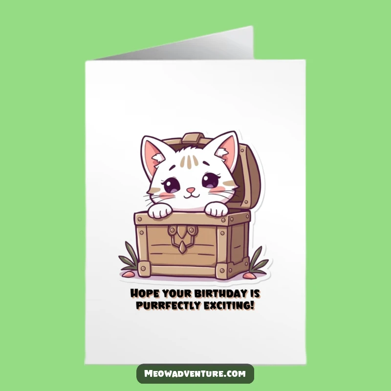 Free Printable Birthday Card: Curious Cat Treasure Peek, Funny Downloadable Gift!