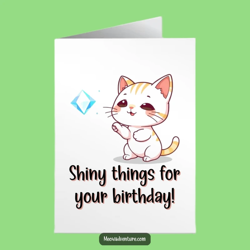 Free Printable Birthday Card: Playful Cat Gem Bat, Funny Downloadable Gift!
