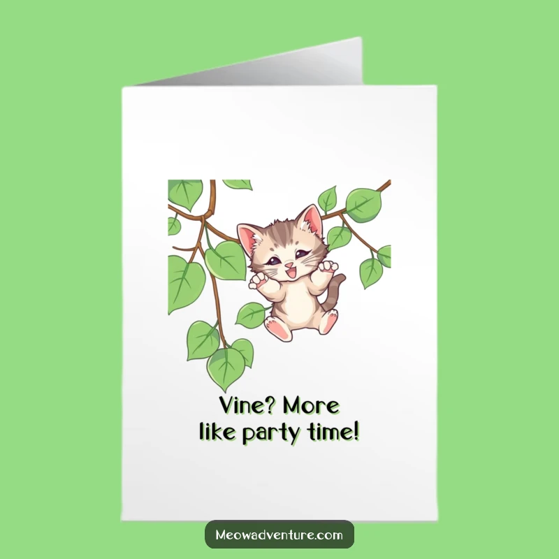 Free Printable Birthday Card: Playful Kitten Pouncing, Funny Kitten Greeting Card Downloadable Gift